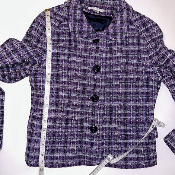 Pendleton Tweed Checkered Blazer Jacket Purple Buttons Front 100% Wool Womens 10 - Picture 7 of 11